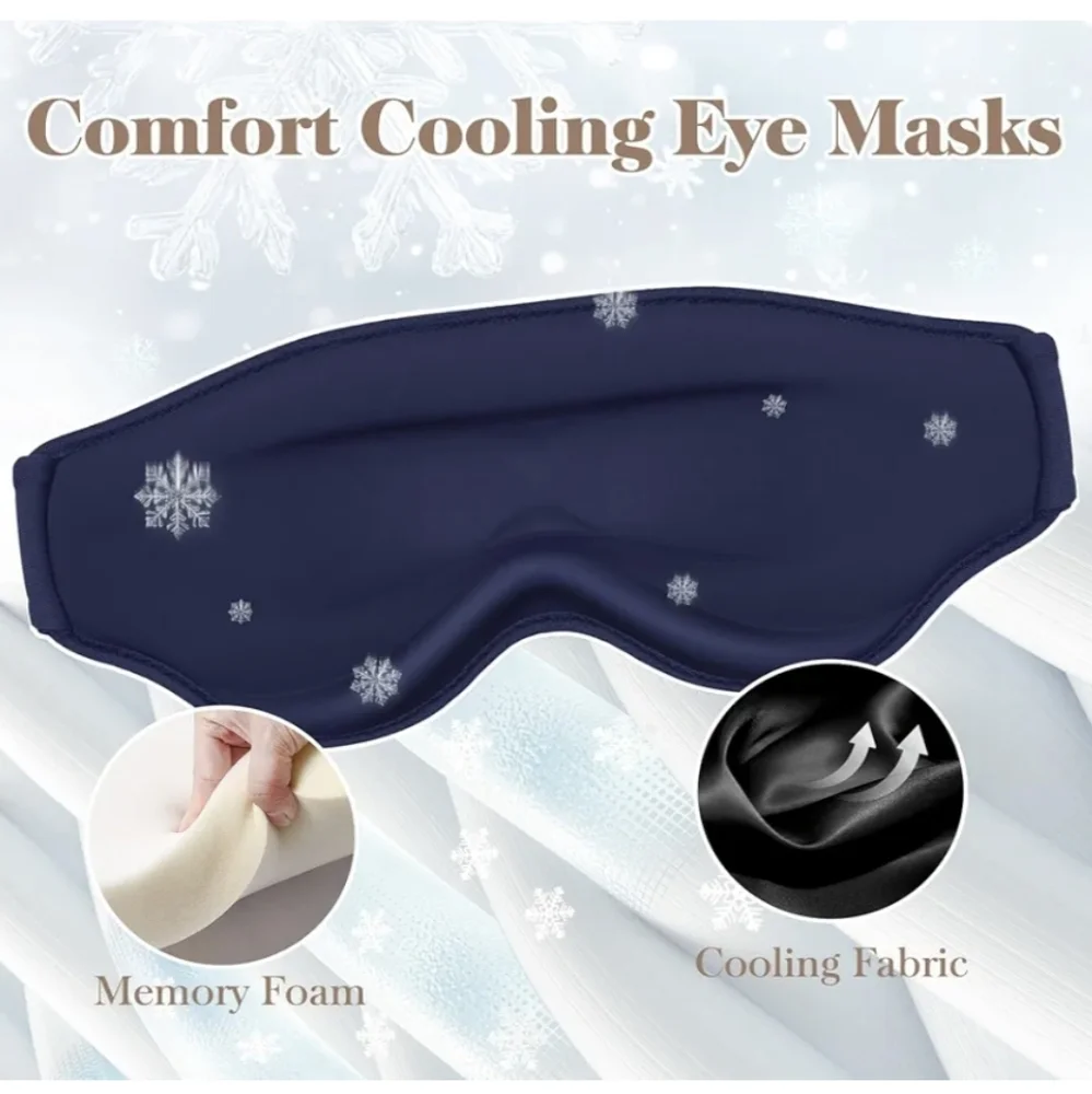 Cooling 3D Memory Foam Light Blackout Sleep Mask with Pressure Free Eye Pockets